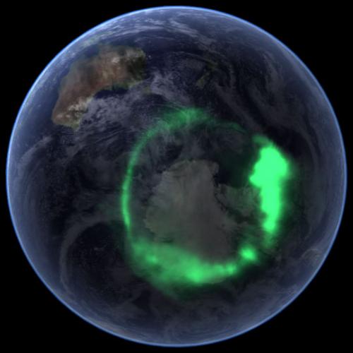 Auroral oval Earth seen from space