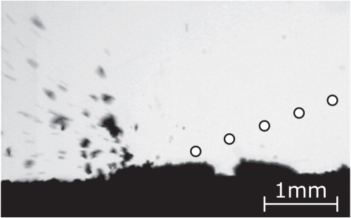 Experiment showing the impact of a grain of dust 