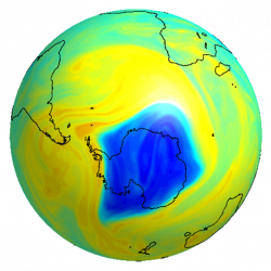 Ozone concentration Antarctica 2020