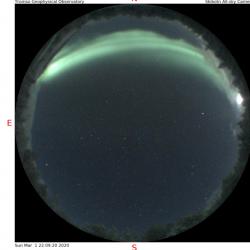 Auroral arc captured by all sky camera 