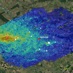 Bucharest, Romania, map NO2 horizontal distribution